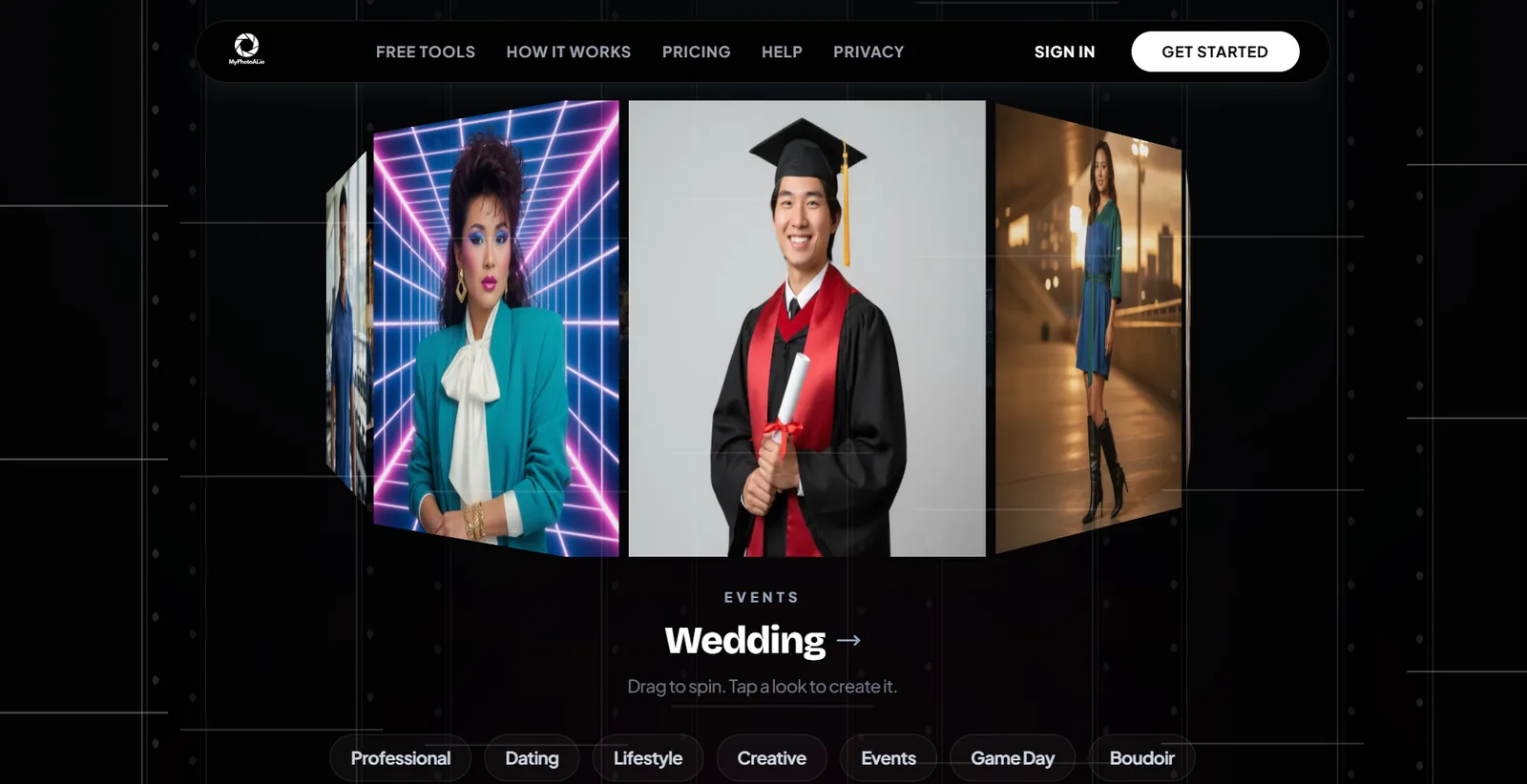 MyPhotoAI landing page